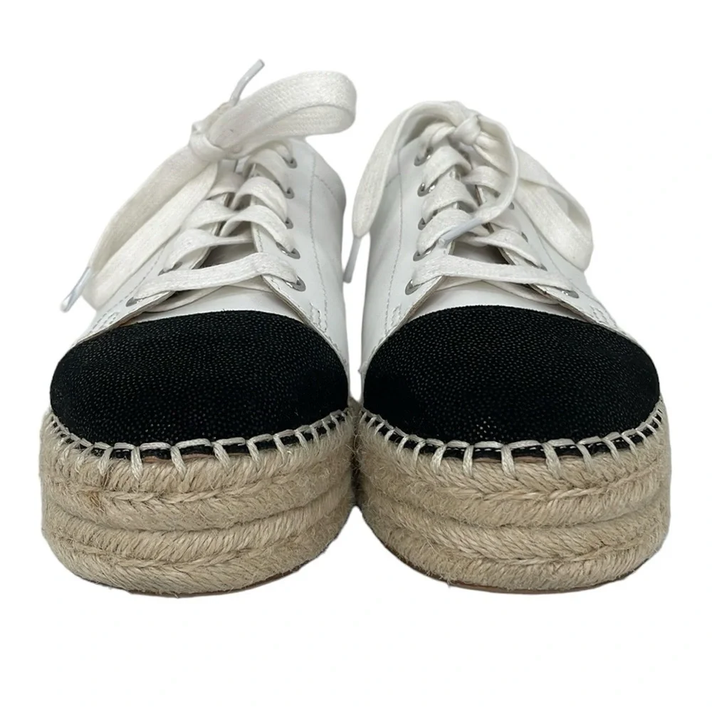 Linea Paolo Sneakers Women's 7.5 White Leather Espadrille Lace Up Shoes